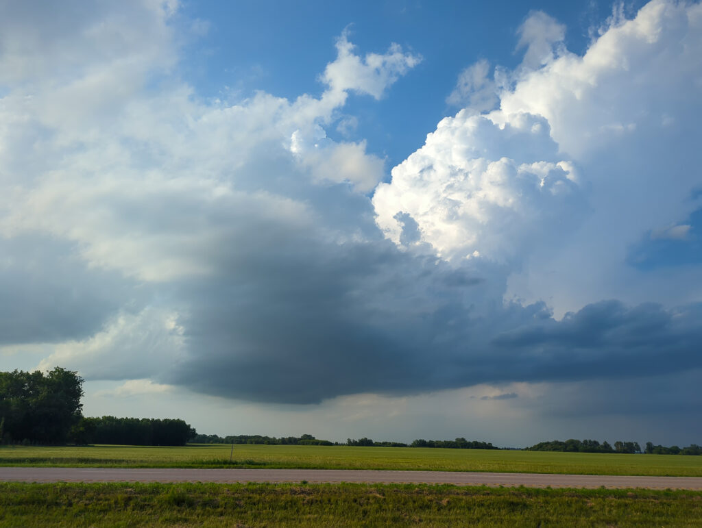 Storms building near Fargo ND on June 29, 2026